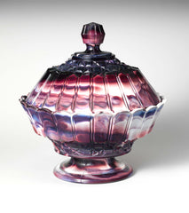 Purple Marble Glass Covered Bowl