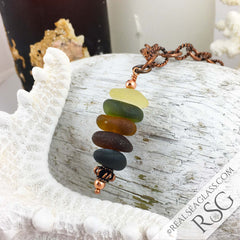 Shades of Wine Bottle Green Sea Glass Necklace