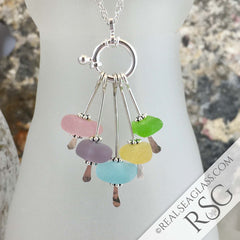 Pastel Rainbow Sea Glass Necklace