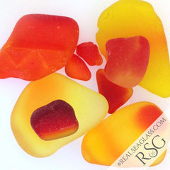 Red Yellow Orange and Amberina Sea Glass