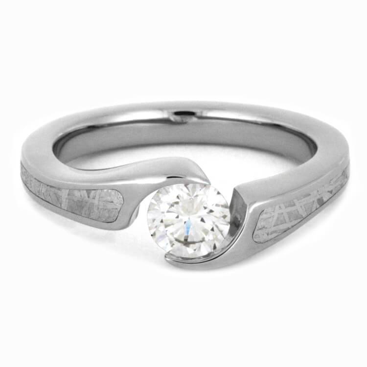 Titanium Tension-set Diamond Engagement Ring with Meteorite – Origin ...