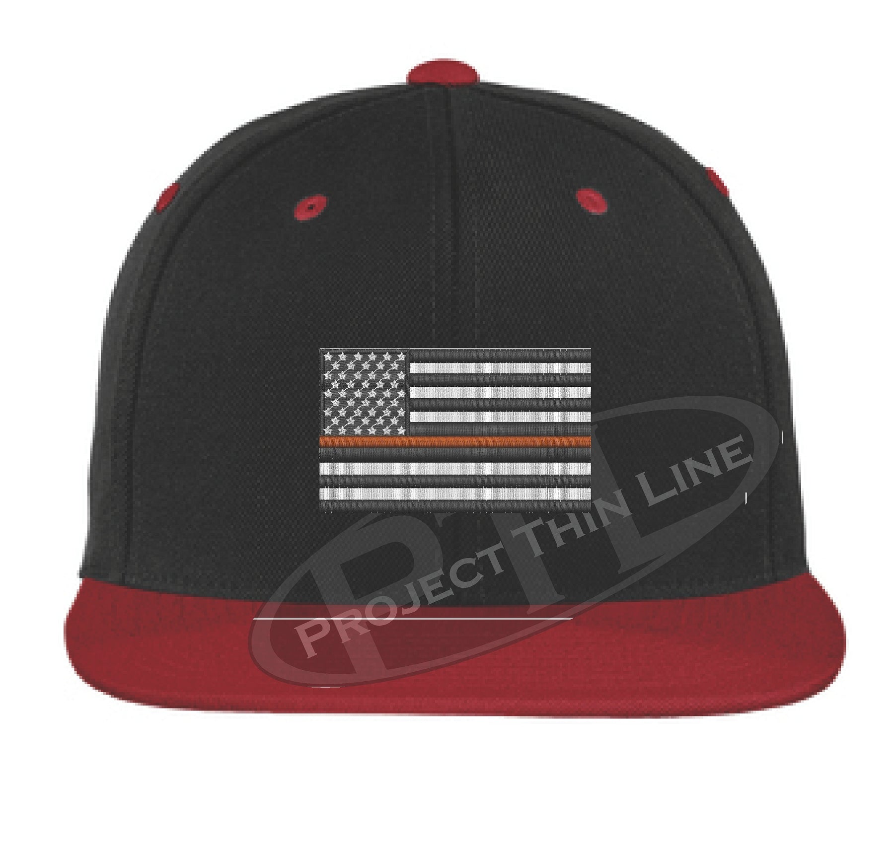 Embroidered Thin ORANGE American Flag Flat Bill Snapback Cap - Project ...