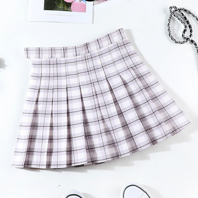 Harajuku Short Plaid Pleated Skirt Japanese Vintage Girls School Unifo ...