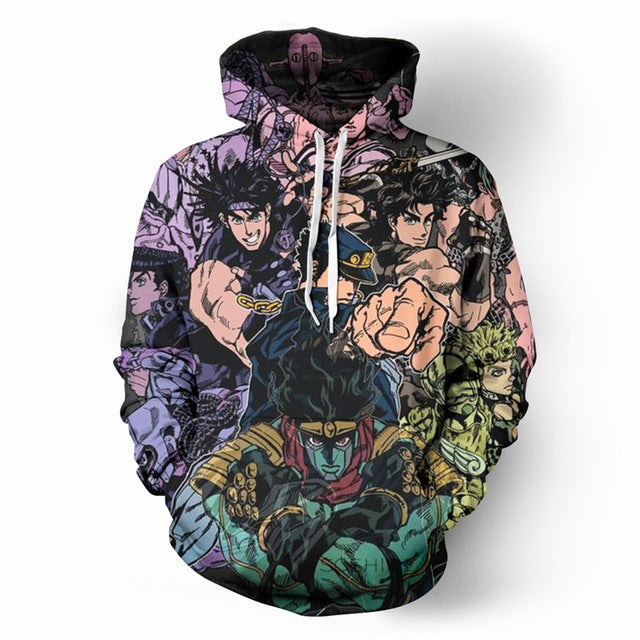 JOJO Wonderful Adventure Hoodies Hipster Manga Hoody Unisex V1 – Kawainess