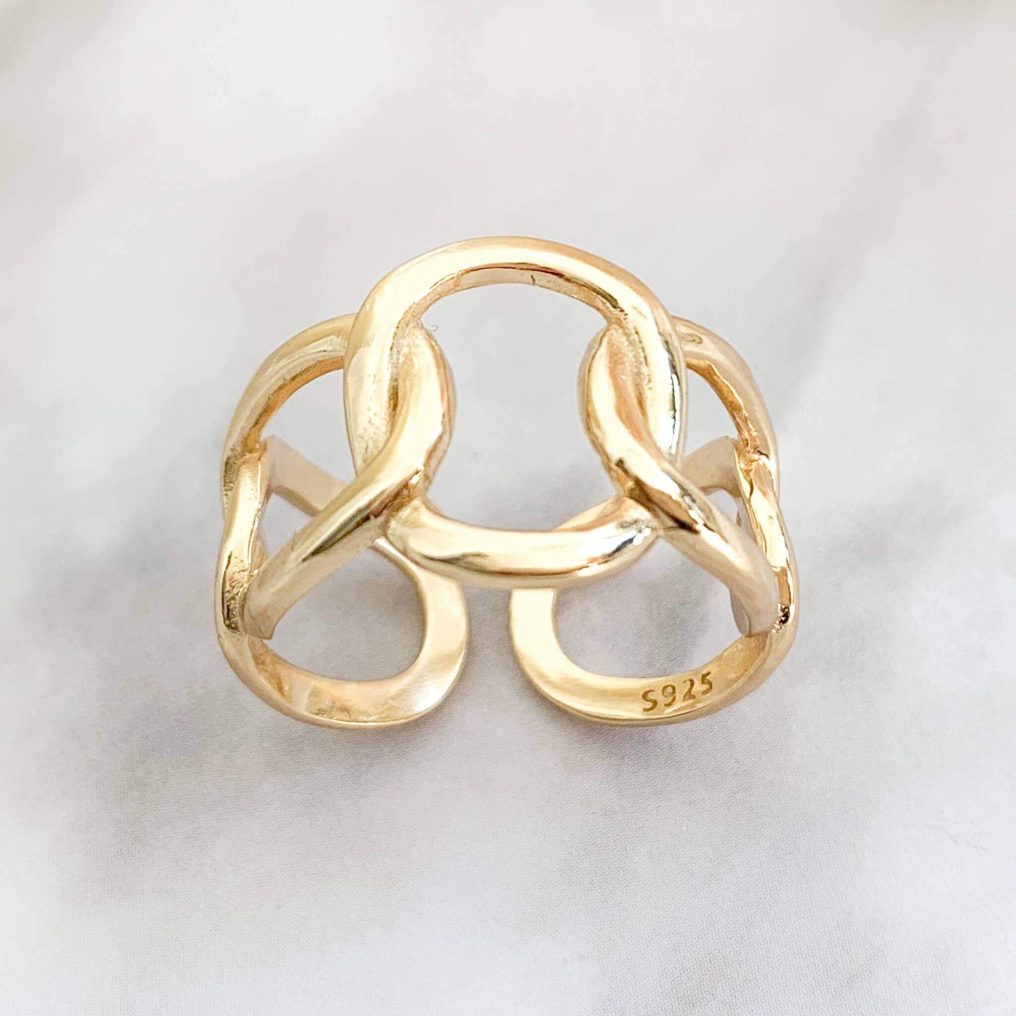 Marietta Gold Chain Adjustable Ring - Whim Collection