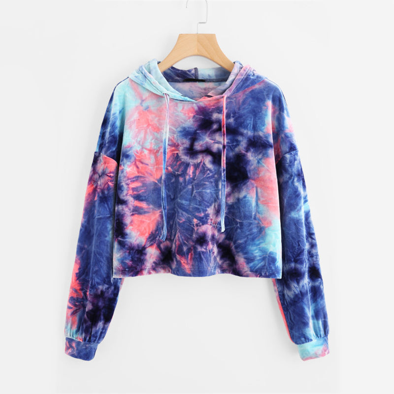 tie dye crop hoodie