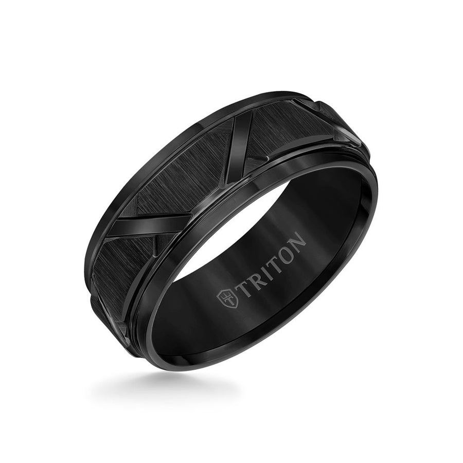 7MM Tungsten Carbide Ring - Meteorite Low Dome and Flat Edge - Triton  Jewelry