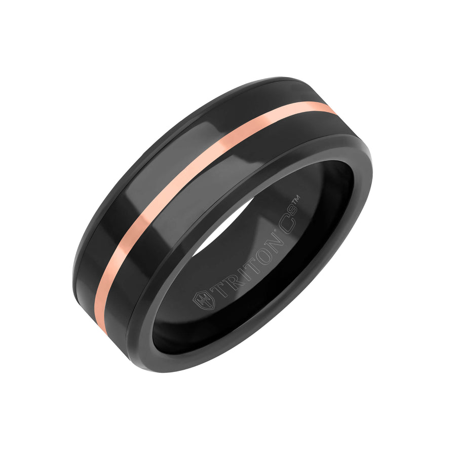 8MM Tungsten Carbide Ring Satin Finish & Center Line - Triton Jewelry