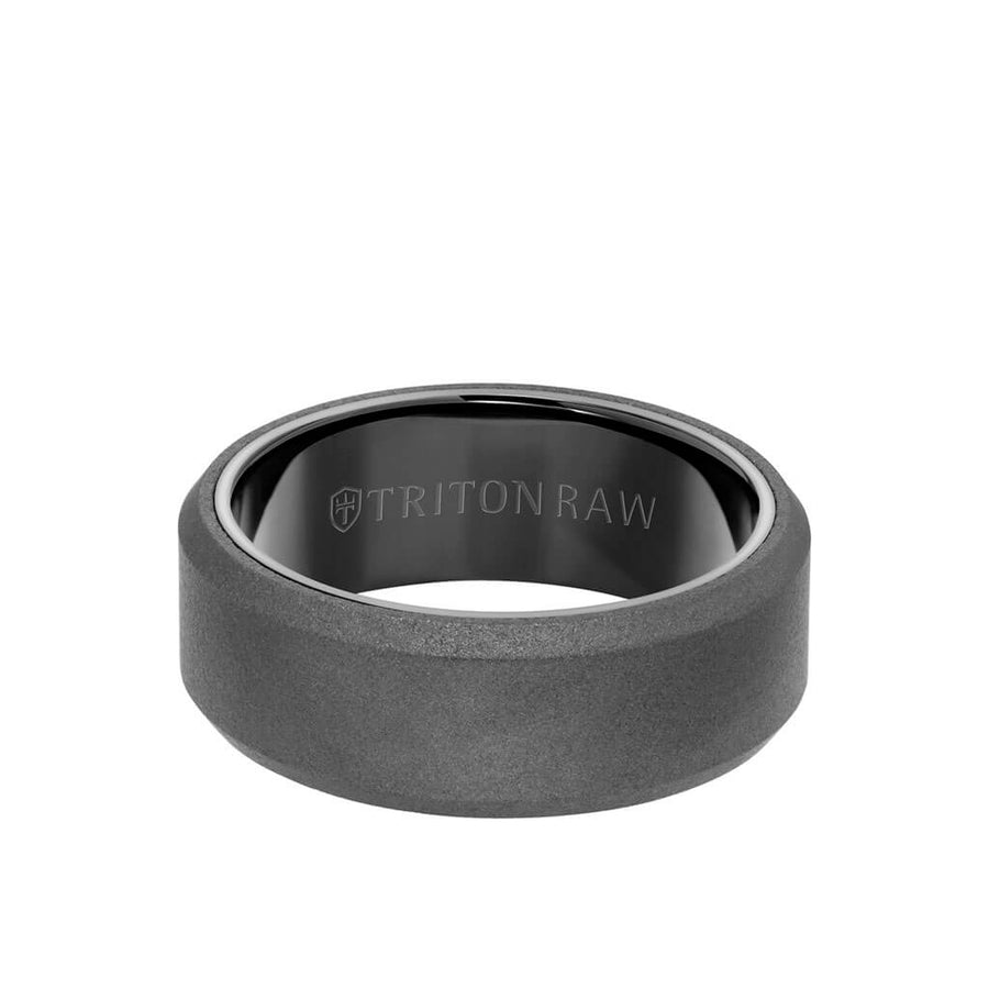 Triton トリトン メンズリング指輪グレー 6MM Tungsten RAW Black DLC Ring
