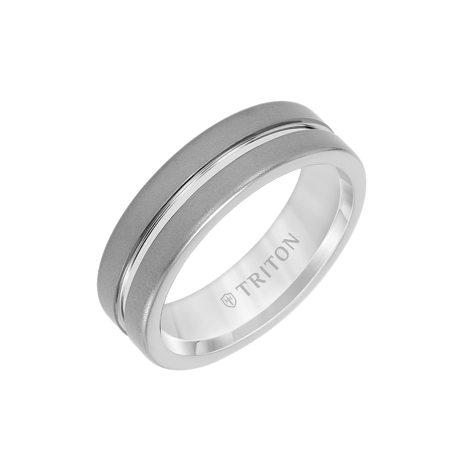 7MM Tungsten Carbide Ring - Brushed Finish and Step Edge