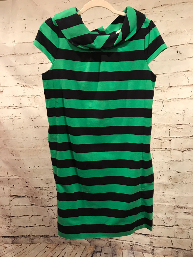 green and black striped dress