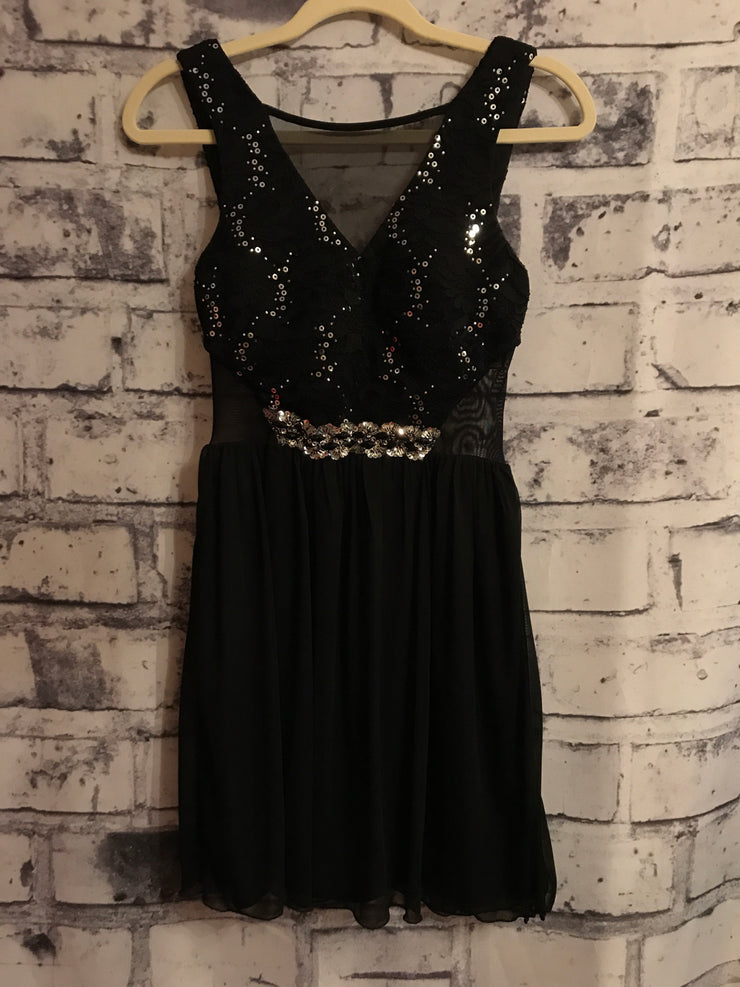 black glitter short dress