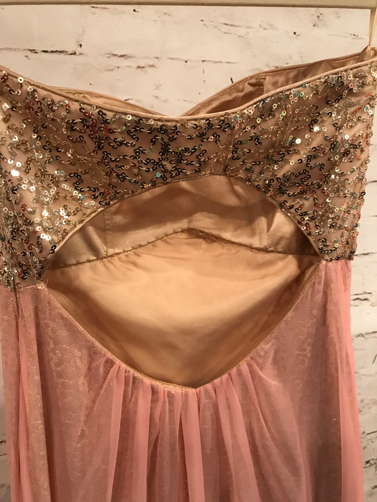 pink and gold evening gown