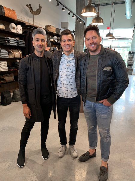 Netlix Queer Eye Tan France with ULAH Co-onwers Buck Wimberly and Joey Mendez