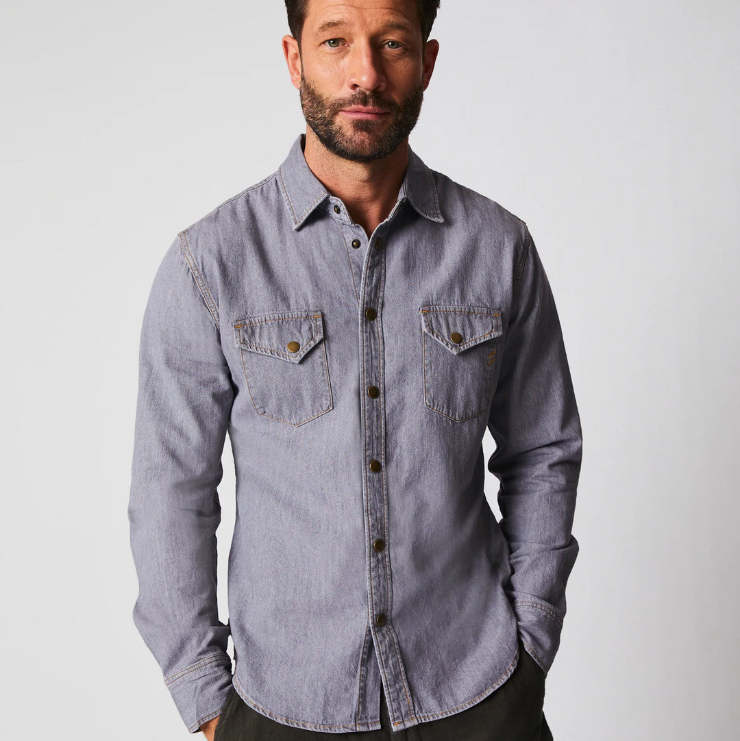 Billy Reid Men's Double Dye Denim Slim Shirt