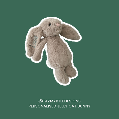 tazmyrtledesigns PERSONALISED JELLY CAT BUNNY
