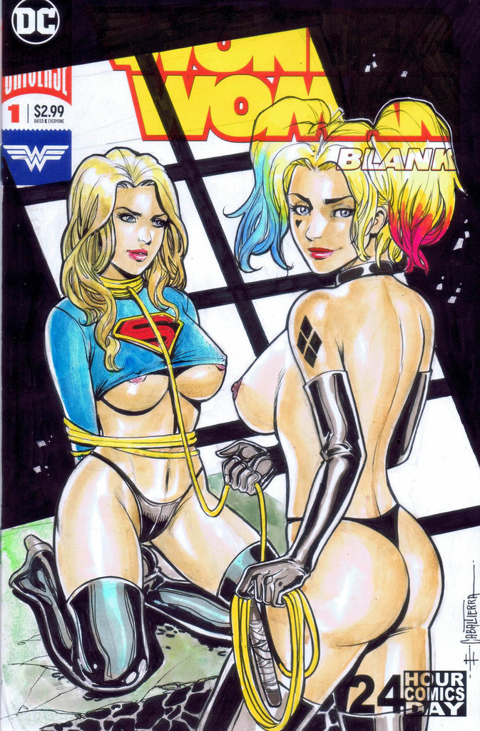 Dominatrix Harley Quinn with Slave Supergirl