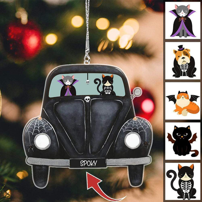 Gosszy Custom Pet Car Hanging Ornament, Dog Lover Gift, Cat Lover Gift, Halloween Gift Car Hanging 3.3 inches / Acrylic