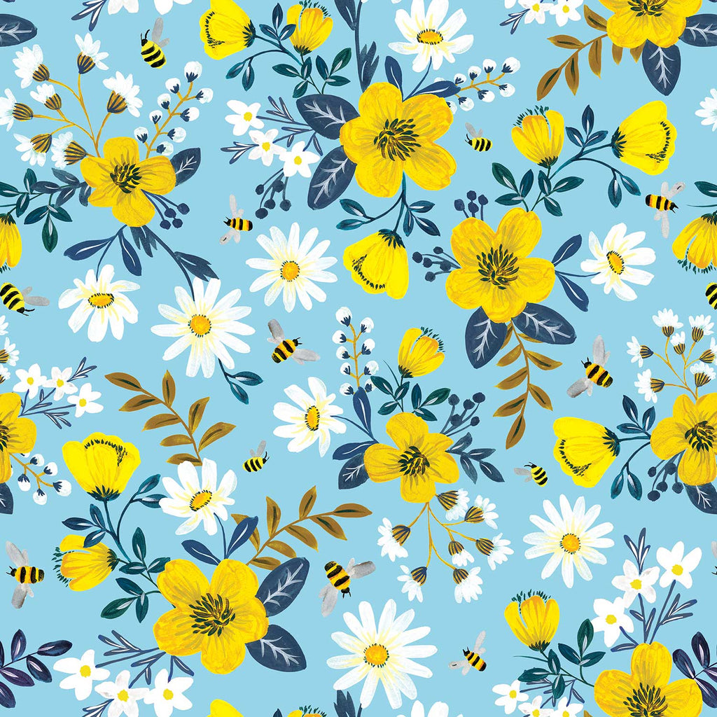 Blue Floral Wrapping Paper – Nila Skies Stationery