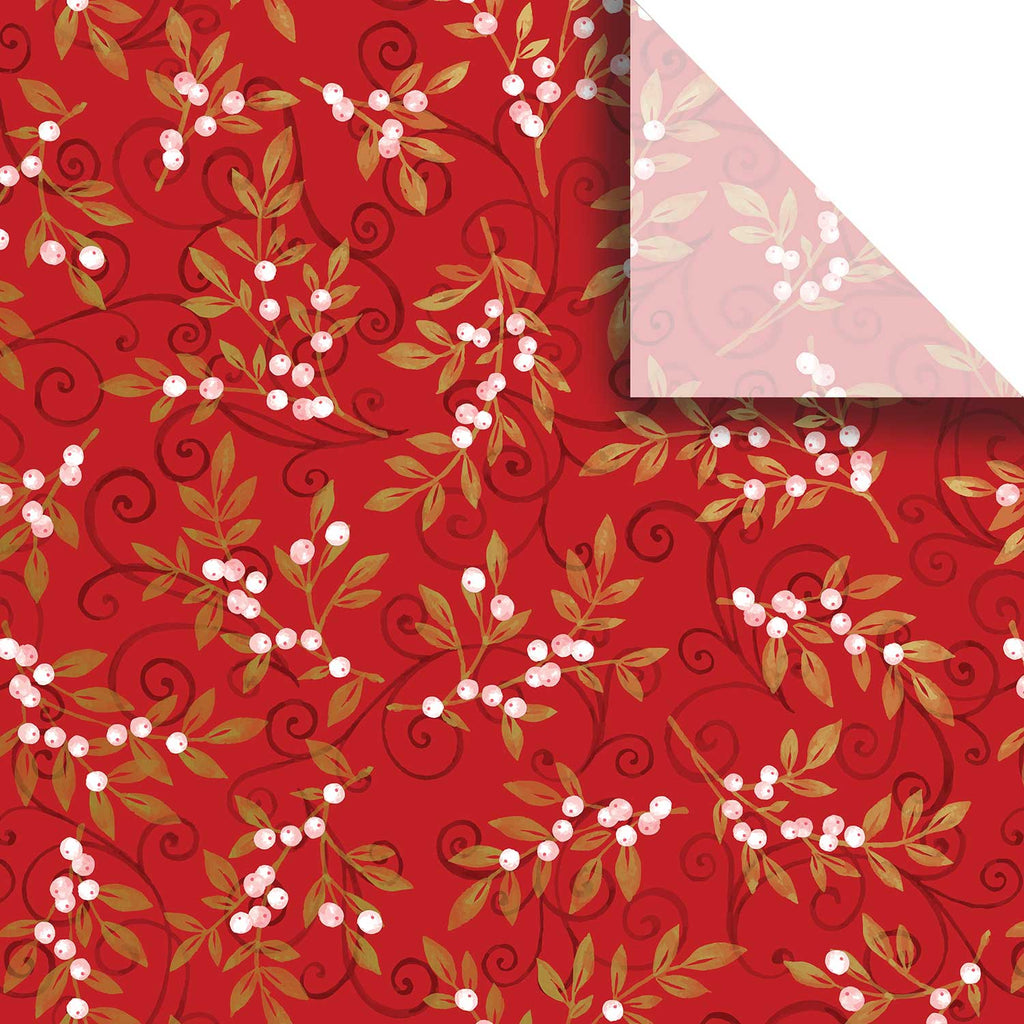 Red Floral Wrapping Paper - 20 Sheets