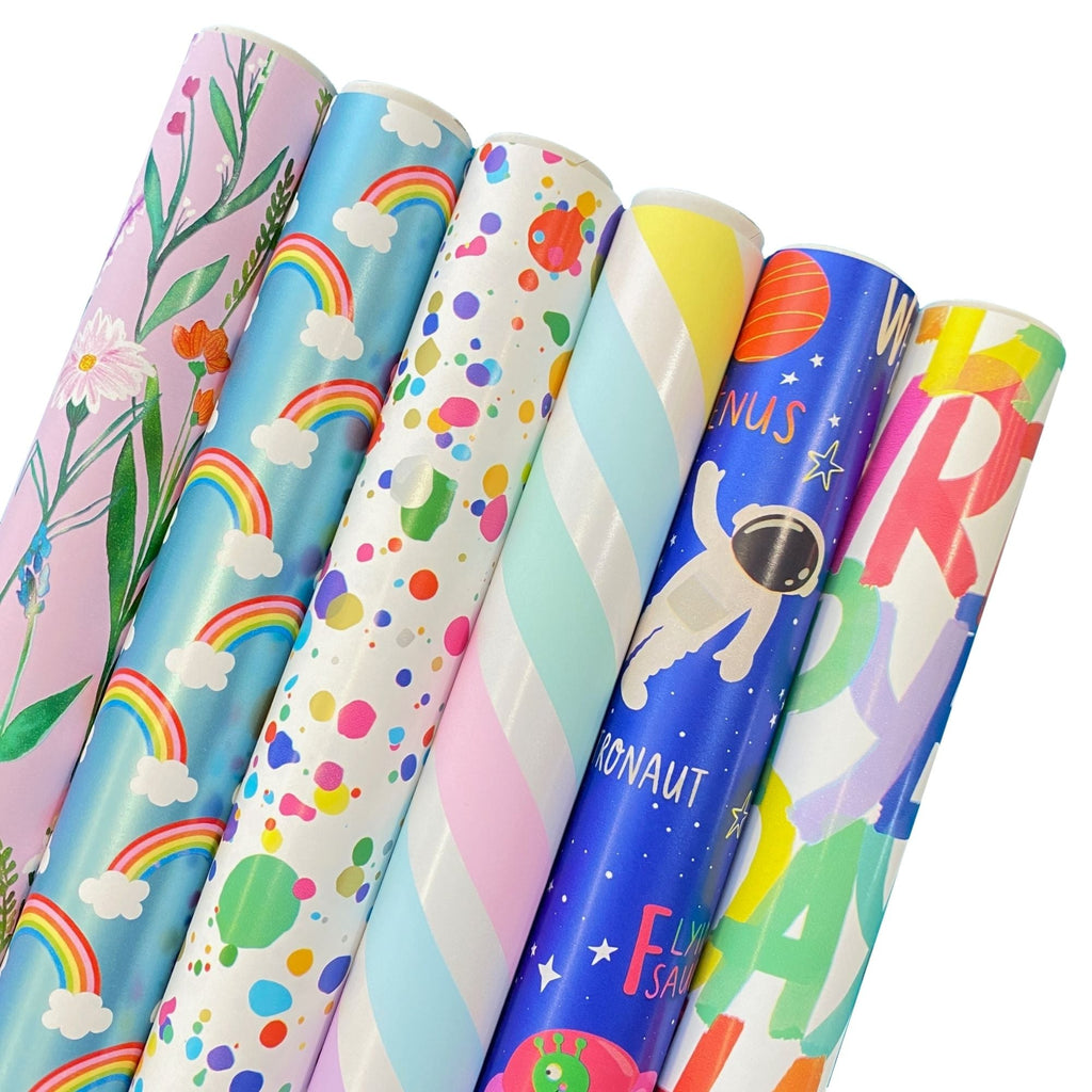 Floral Wrapping Paper Roll Bundle (12.5 Sq ft per Roll, 75 Total Sq ft), 6 Pack Jillson & Roberts