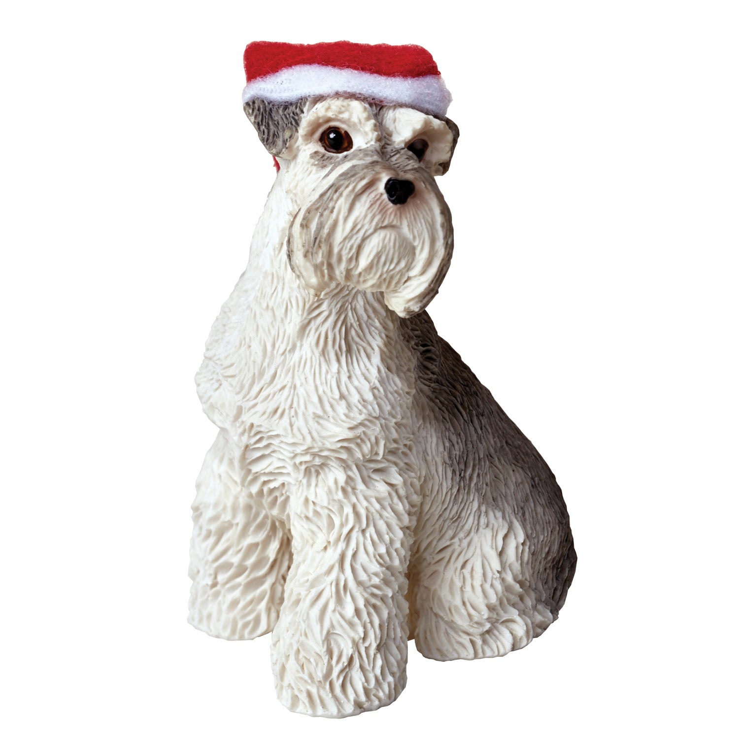 Sandicast Sitting GraySchnauzer w/ Santa's Hat Christmas Dog Ornament