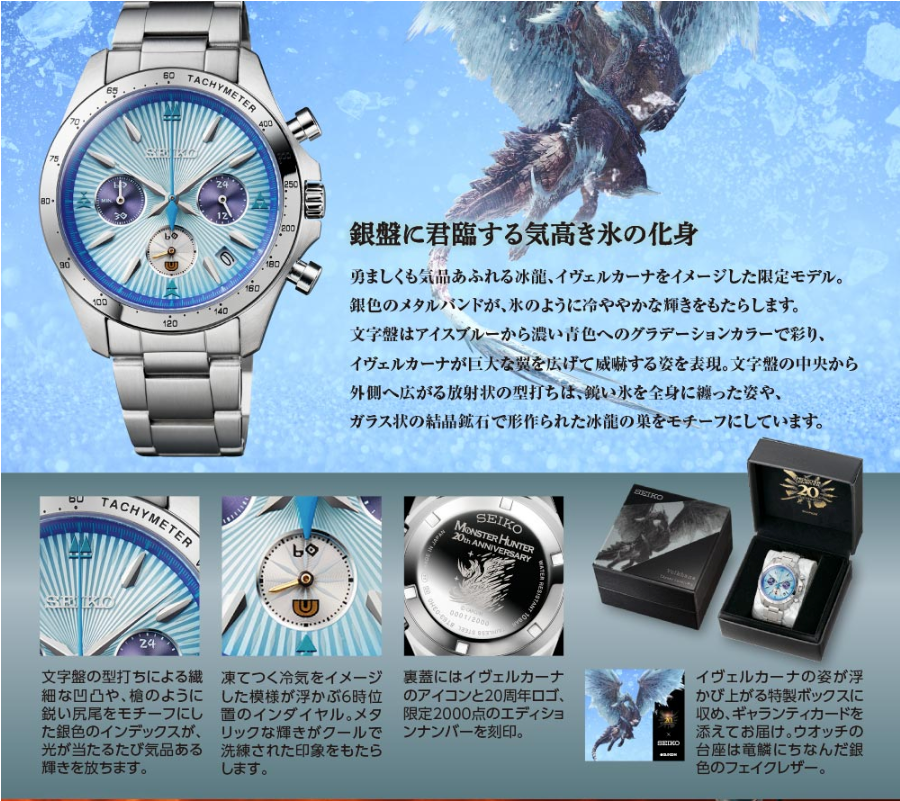 The Monster Hunter 20th Anniversary x Seiko Tachymeter Collaboration - Velkhana, Alatreon, Mizutsune & Nargacuga