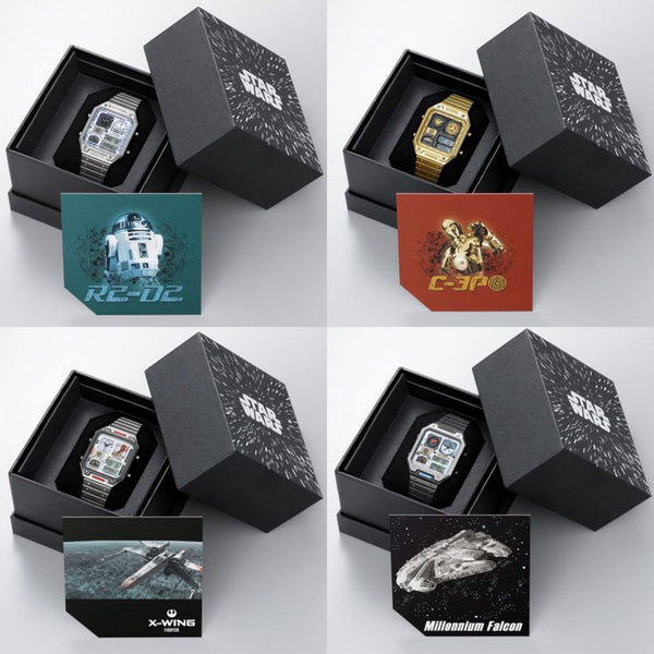 Introducing the Citizen & Star Wars Watch Collection: Pre-Order Now! JG2121-54A R2-D2  JG2123-59E C-3PO JG2131-51H X-Wing JG2146-53H Millennium Falcon WatchOutz.com