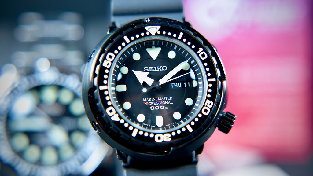 Seiko Prospex Marine Master Quartz Professional 300M Diver Darth Tuna SBBN035 www.watchoutz.com