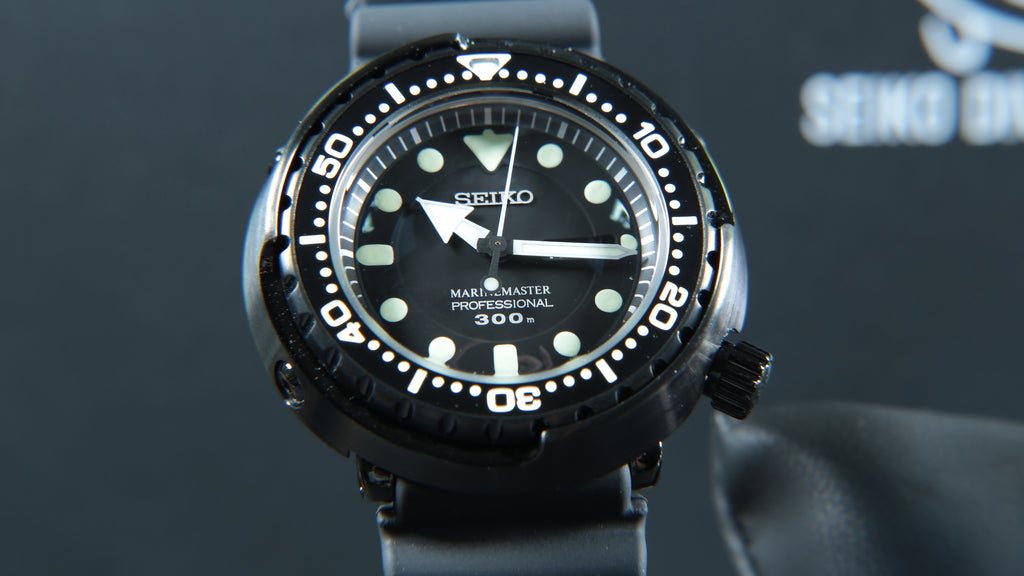 Seiko Prospex Marine Master Quartz Professional 300M Diver Darth Tuna SBBN035 www.watchoutz.com