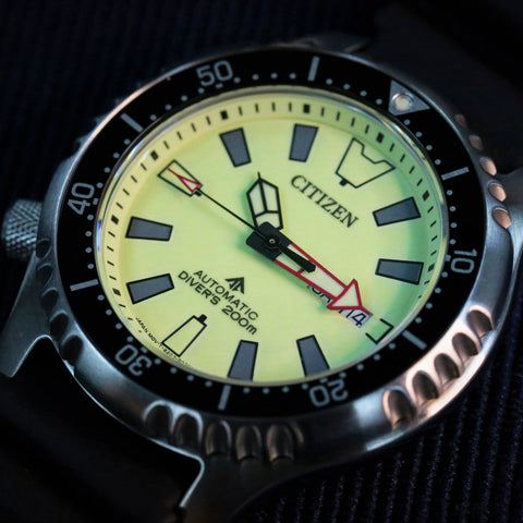 CITIZEN PROMASTER AUTOMATIC DIVER 200M FUGU FULLY LUMED DIAL LIMITED EDITION NY0119-19X www.watchoutz.com
