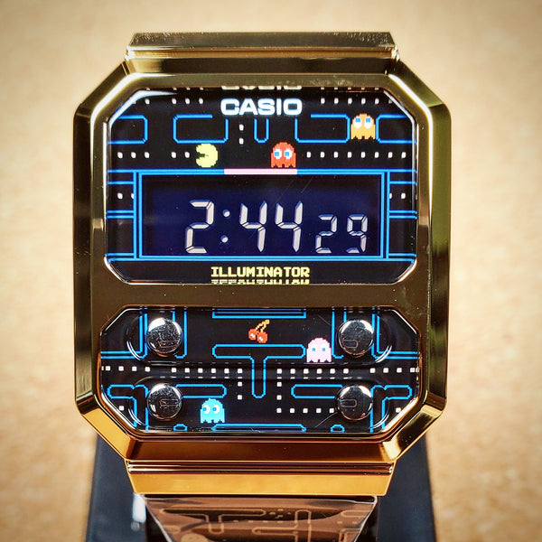 Casio Vintage A100 Series X PAC-MAN Collaboration Limited A100WEPC-1BDR www.watchoutz.com