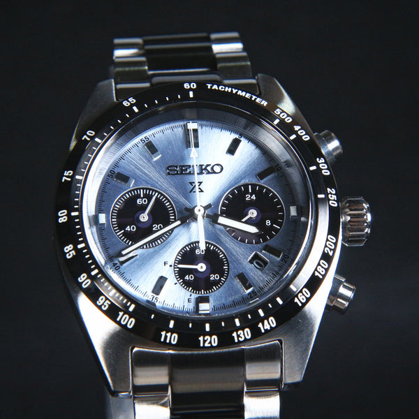 Seiko Prospex Speedtimer Solar Chronograph Limited Edition Icy Blue Dial SSC909 SBDL093 www.watchoutz.com