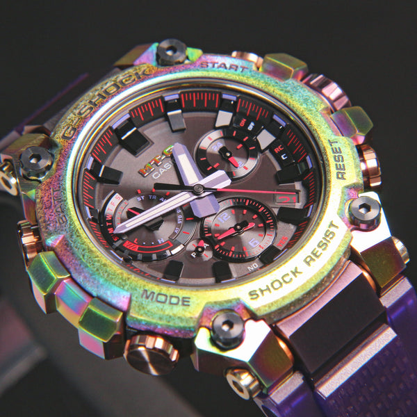 Casio G-Shock MT-G Tough Solar Rainbow IP Aurora Oval MTG-B3000PRB-1A MTGB3000PRB-1 www.watchoutz.com