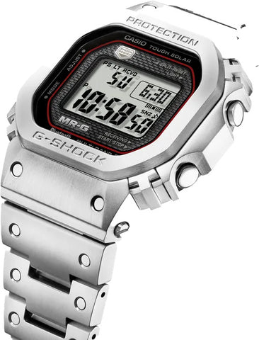 Casio G-Shock MR-G MRG-B5000 Series Super Titanium Solar Multi-Band-6 Silver MRG-B5000D-1 www.watchoutz