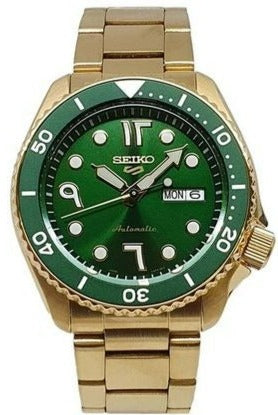 Seiko 5 Sports Automatic Arabic Numerals Gold Tone Green Dial SRPF90K1 –  WATCH OUTZ