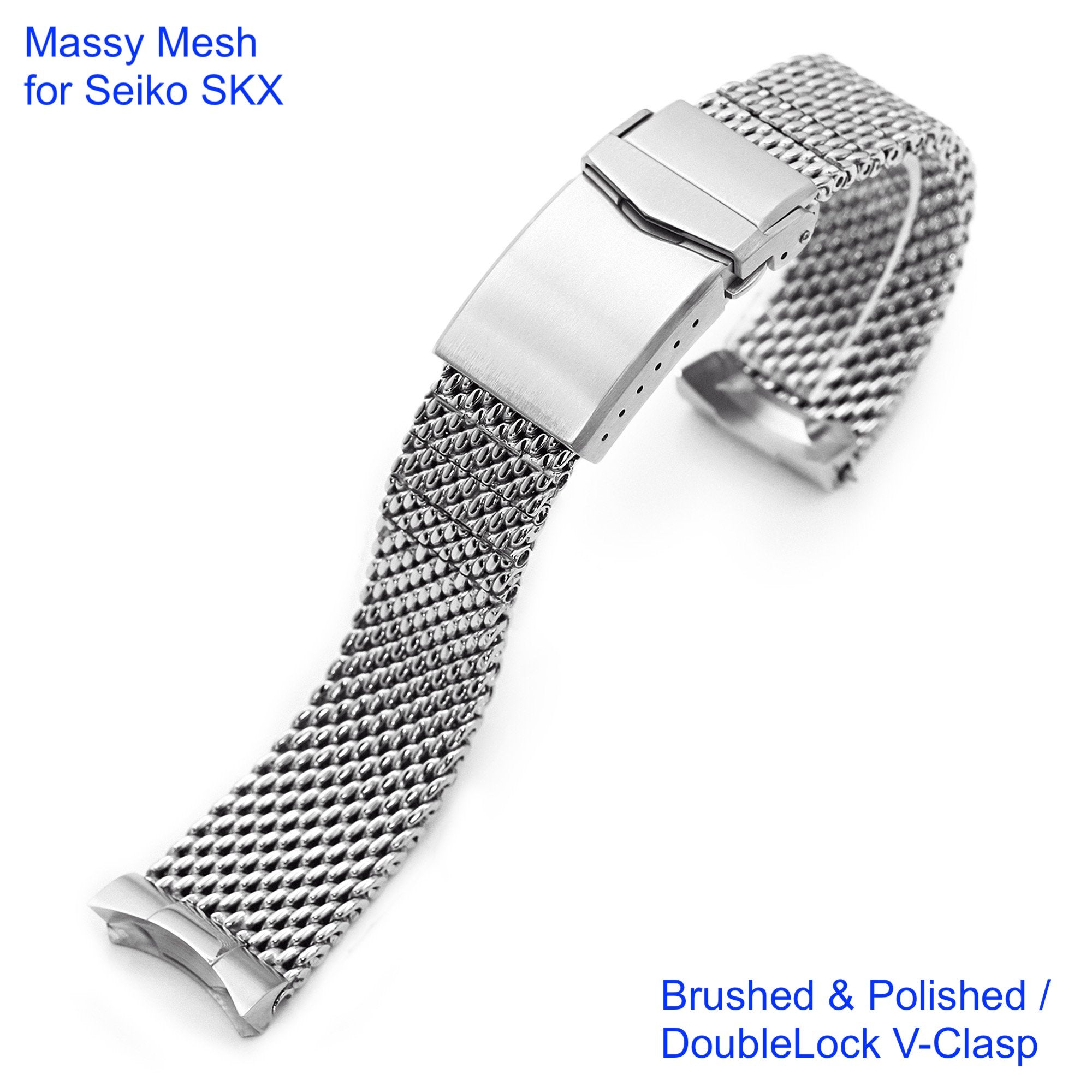 Watch band stainless steel 20mm solid brushed