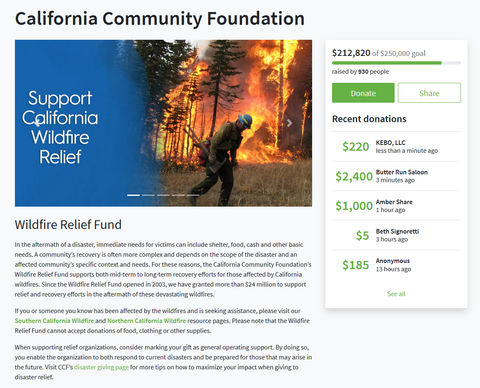 Donation to Wildfire Relief Fund