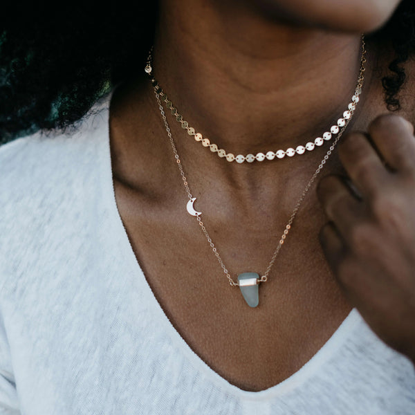 Cecilia - Gold + Sea Glass Necklace - Ingrid Caduri Jewelry