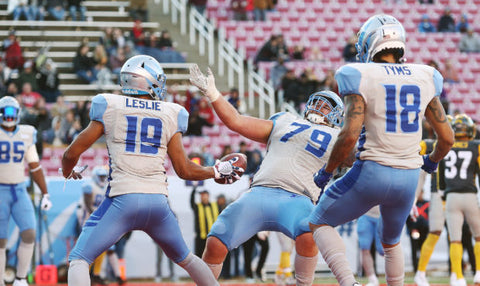 Salt Lake Stallions Jordan Leslie and Brian Tyms Celebrate