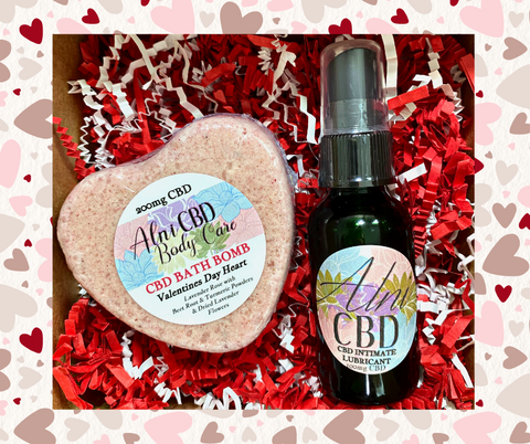 Valentines Heart Bath Bomb and CBD Lube Gift Box 