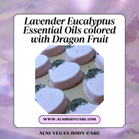 Lavender Eucalyptus Bath Bombs colored with Dragon Fruit