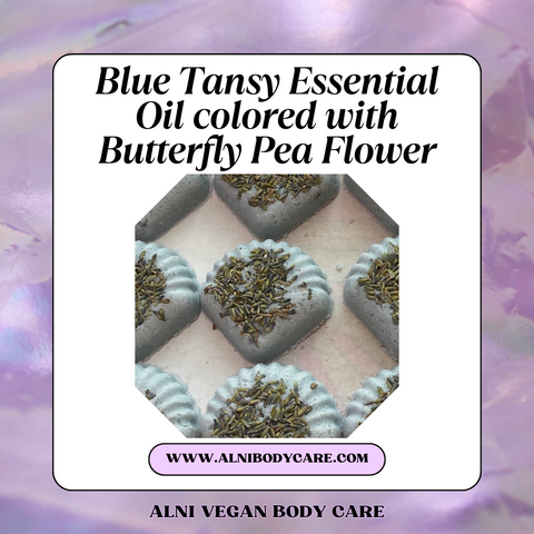 Blue Tansy Bath Bombs colored with Butterfly Pea Flower