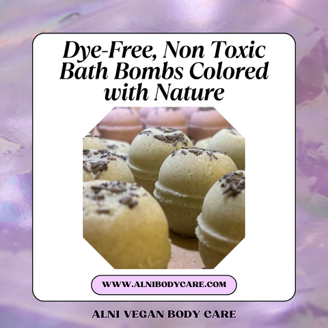 Dye-Free, Non Toxic Organic Bath Bombs colored with nature