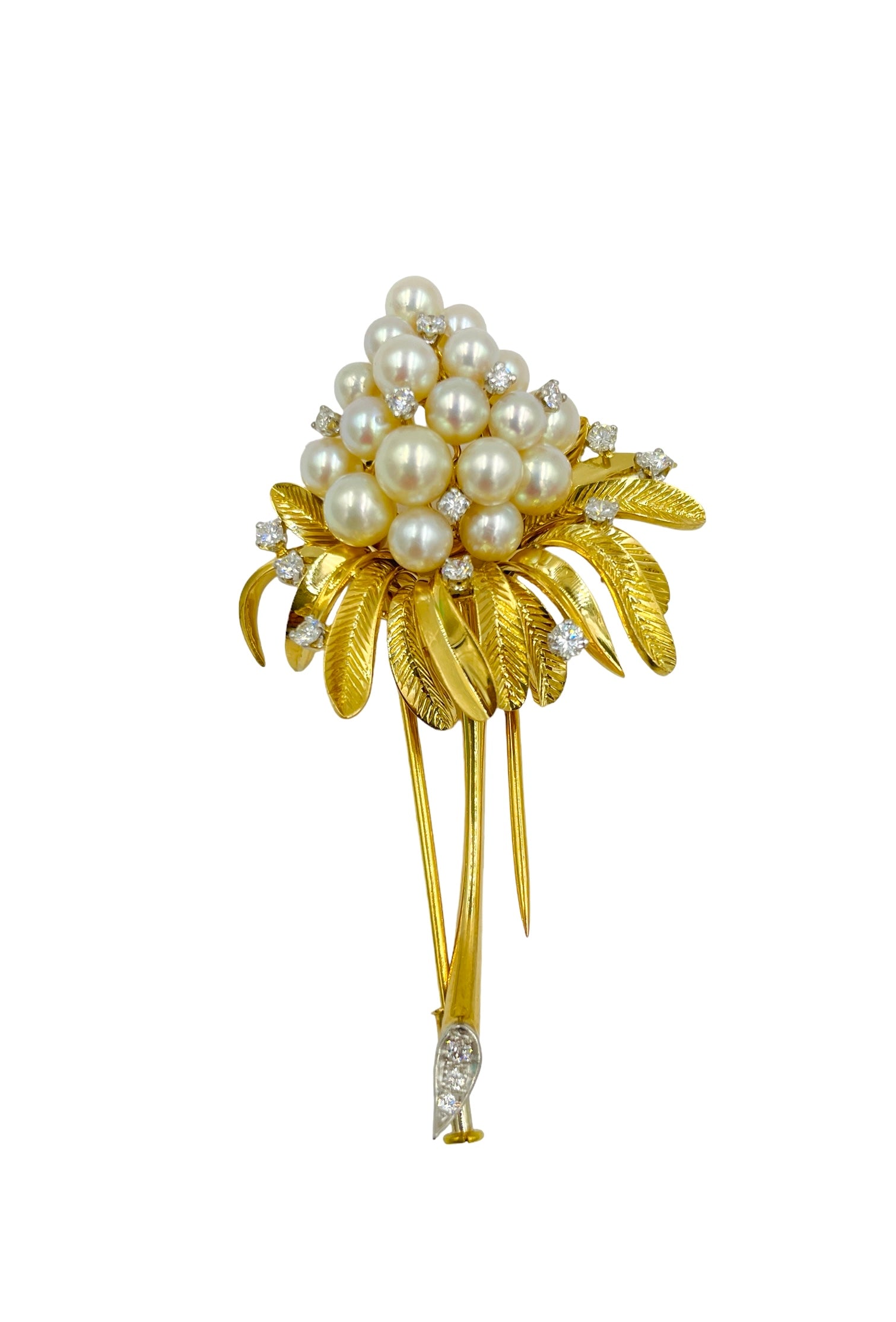 Estate Yellow Gold Fireworks Diamond Brooch