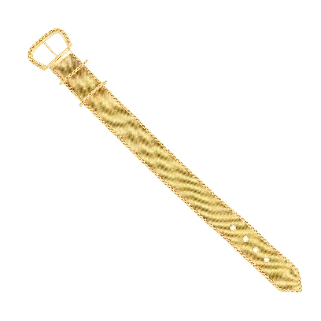 Mesh Yellow Gold Strap Buckle Bracelet