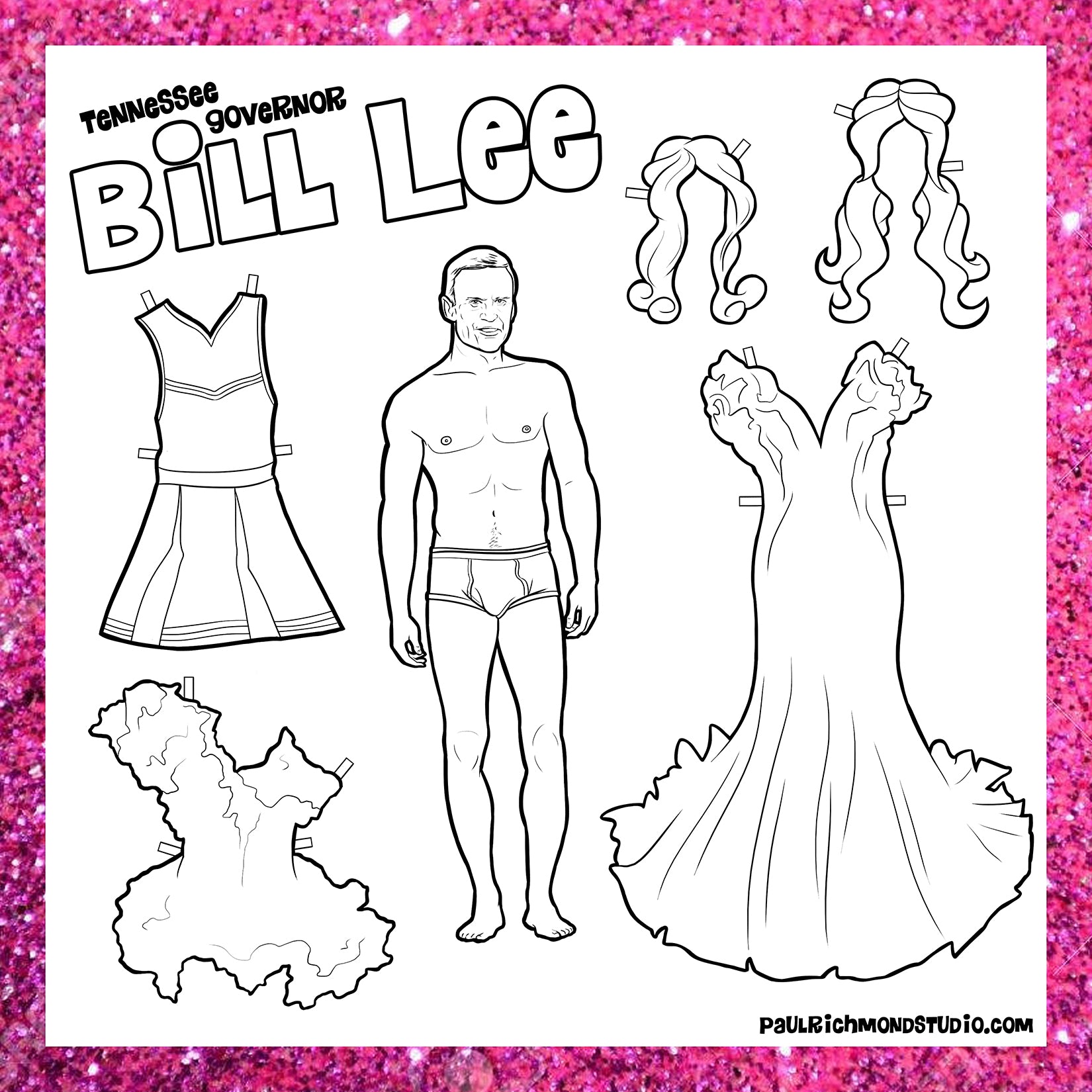 Tennessee Governor Bill Lee Drag Queen Paper Doll Coloring Page – Paul  Richmond Studio