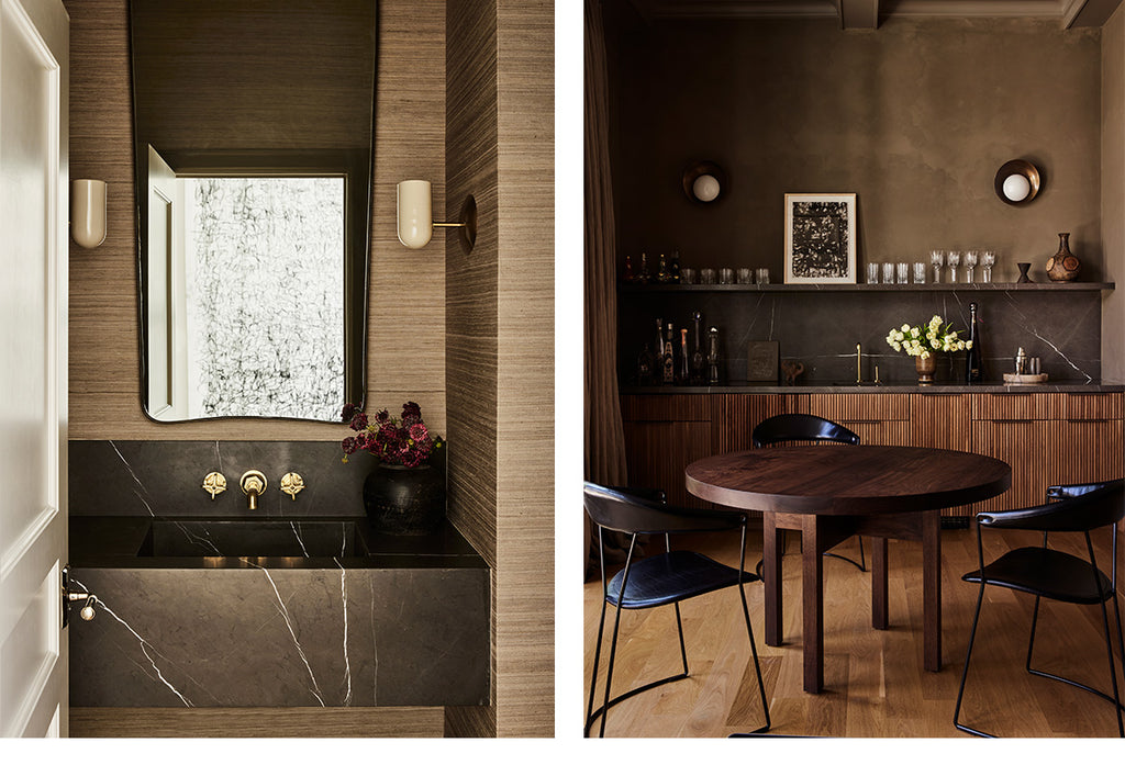 Studio Life/Style dining room wet bar and powder room details