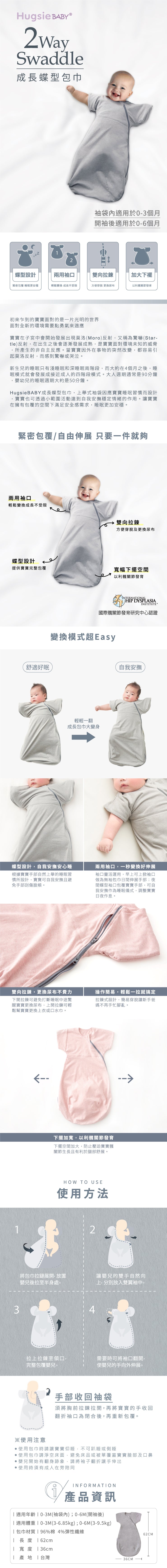HugsieBABY成長蝶型包巾(適用於0-6個月),嬰兒包巾,嬰兒包被