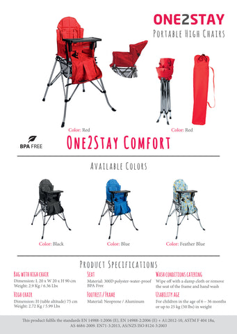 One2Stay 戶內外兩用摺疊高腳餐椅-升級版/One2Stay 2ways Portable Highchair Comfort BB戶外餐椅,camping highchair,露營BB餐椅